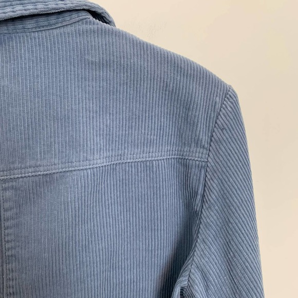 Divided H&M Shacket Shirt Jacket Size XS Long Sleeve Light Blue Solid Snap-front - Picture 14 of 15